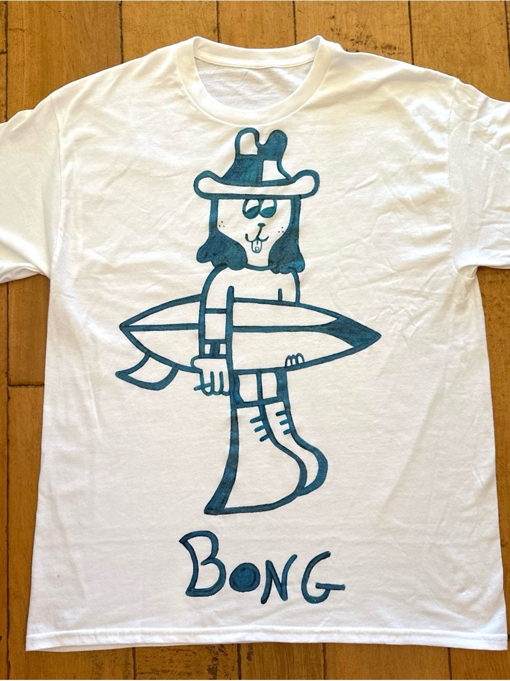 Graphic Surfboard Tee - White/Teal